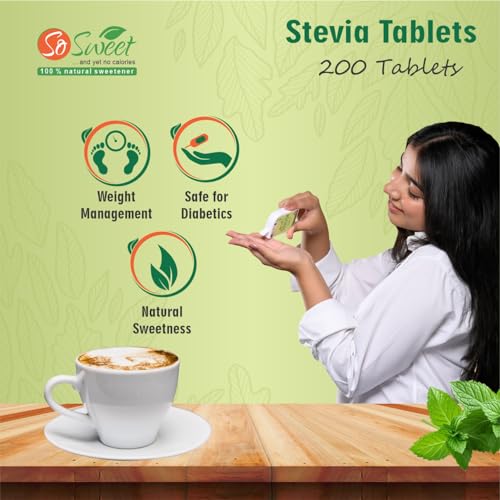 So Sweet Stevia 300 Tablets Sugar Free 100% Natural Plant Based Sweetener | Sweet Like Sugar with Zero Calories (Pack of 2) (100+200Tablets Packs) - Image 5