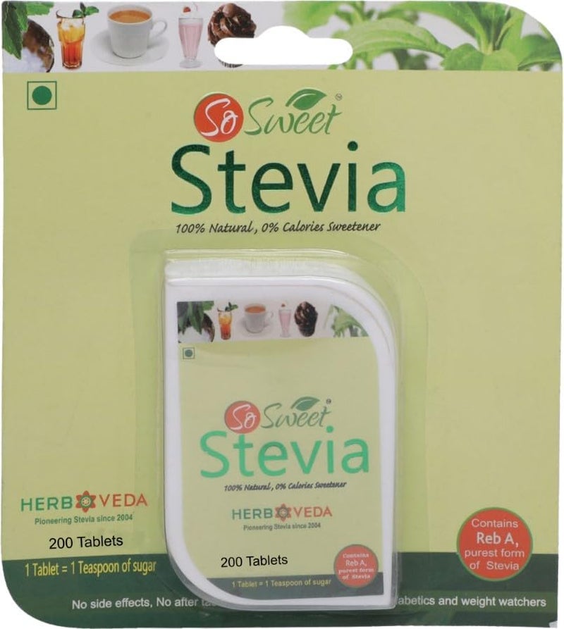 So Sweet Stevia 300 Tablets Sugar Free 100% Natural Plant Based Sweetener | Sweet Like Sugar with Zero Calories (Pack of 2) (100+200Tablets Packs) - Image 2