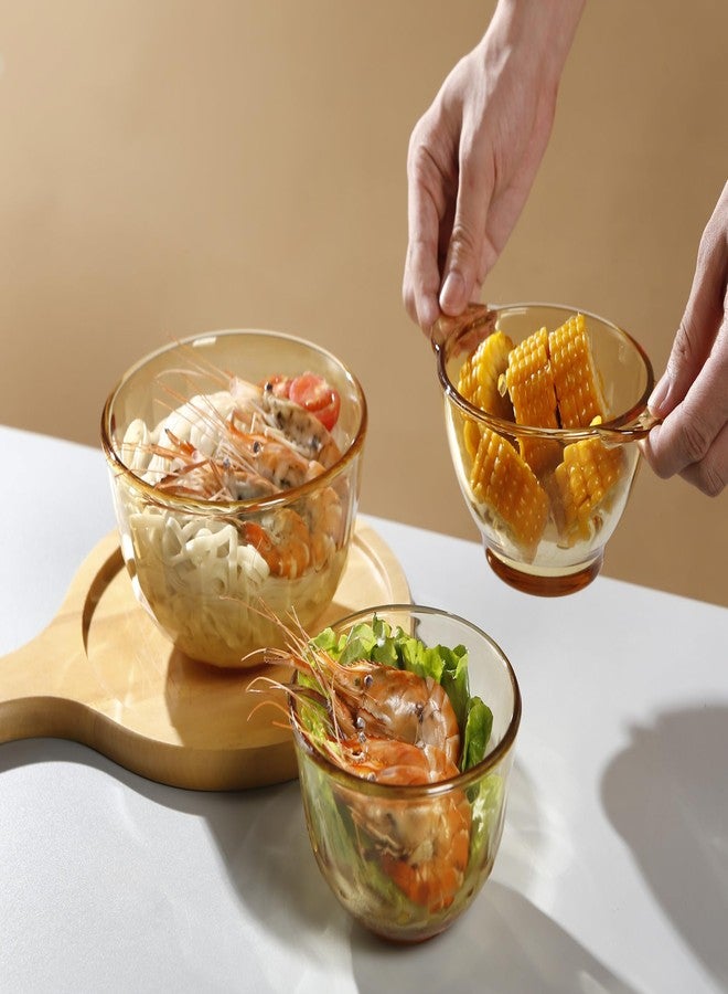 The Better Home مجموعة من 4 أوعية زجاجية من زجاج البوروسيليكات من ذا بيتر هوم | سعة كل وعاء 980 مل | آمنة للاستخدام في الميكروويف | مقاومة للخدش | أوعية تقديم وخلط للمطبخ | دائرية | شفافة | كهرمانية - Image 2