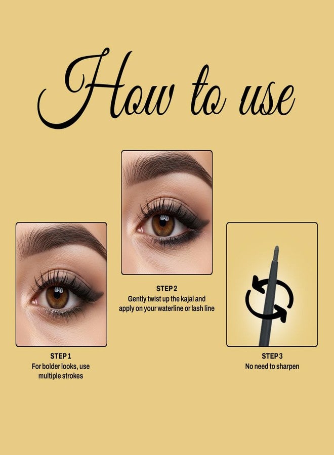 Maliao Eye Definer Auto Kajal - 24H Waterproof, Smudgeproof Kohl Eyeliner in Jet Black, 0.35g - Image 4