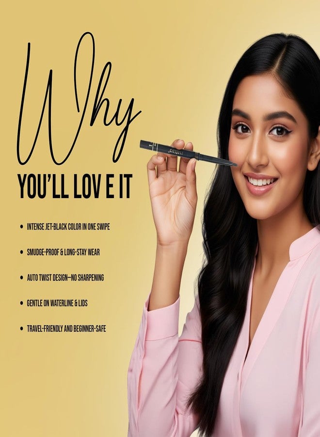 Maliao Eye Definer Auto Kajal - 24H Waterproof, Smudgeproof Kohl Eyeliner in Jet Black, 0.35g - Image 2