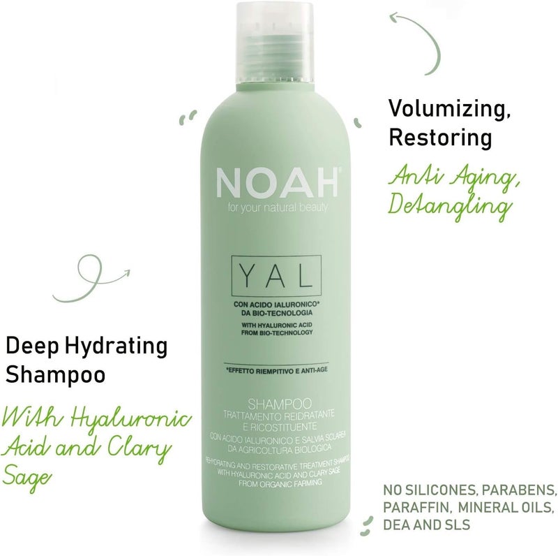 Noah Yal Hydrating Shampoo with Hyaluronic Acid & Clary Sage - Organic, Sulfate-Free, Vegan, Volumizing & Anti-Frizz, 8.5 fl.oz - Image 2