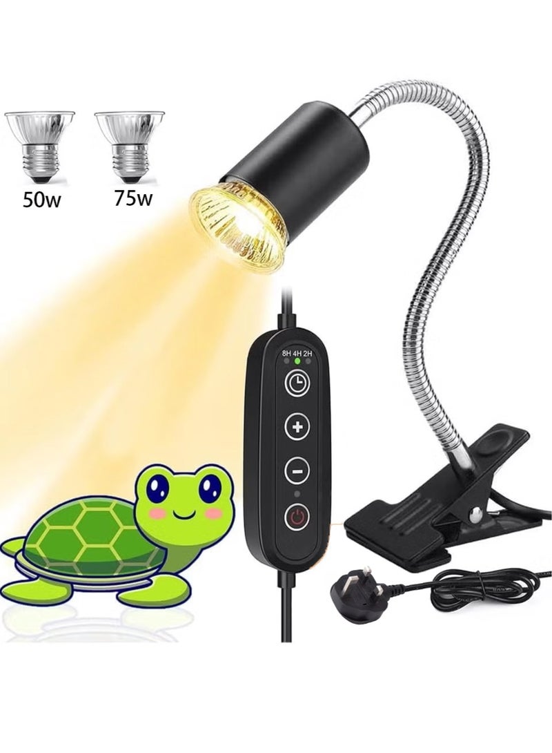 UVA UVB Tortoise Heat Lampmatch 50W70W Clamp on Reptile Heat Bulb 360 Adjustable Aquarium Heating Light E27 Clamp on Pet Heating Emitter for Reptiles Amphibians Lizards Turtle Snakes - Image 1