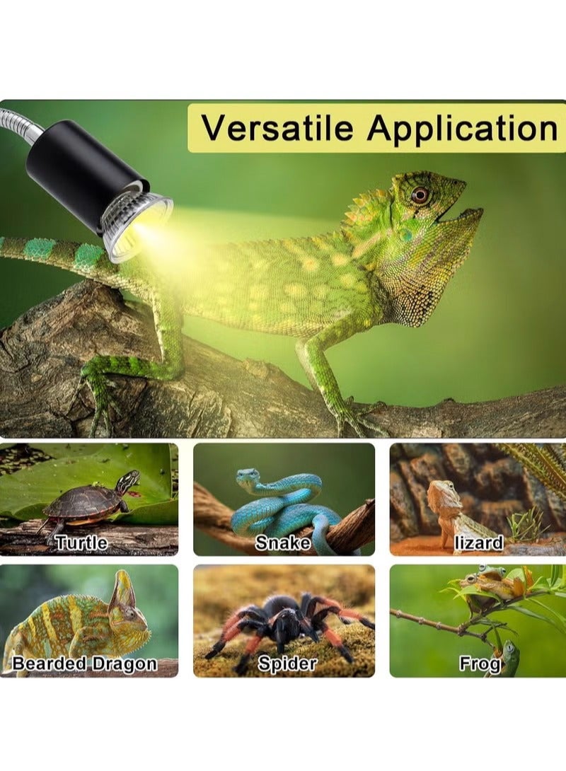 UVA UVB Tortoise Heat Lampmatch 50W70W Clamp on Reptile Heat Bulb 360 Adjustable Aquarium Heating Light E27 Clamp on Pet Heating Emitter for Reptiles Amphibians Lizards Turtle Snakes - Image 4