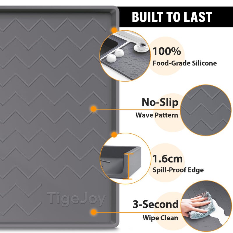TigeJoy Waterproof Under Sink Mat 22" x 19", Shelf Liner Protector in Kitchen and Bathroom, Silicone Cabinet Liners for Organizers and Storage, Fit as Drawer Mats or Drip Tray - Image 4