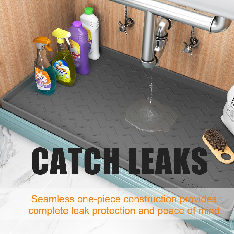 TigeJoy Waterproof Under Sink Mat 22" x 19", Shelf Liner Protector in Kitchen and Bathroom, Silicone Cabinet Liners for Organizers and Storage, Fit as Drawer Mats or Drip Tray - Image 5
