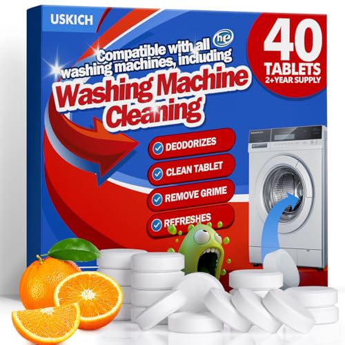 USKICH Washing Machine Cleaner Descaler 40 PackDeep Cleaning Tablets For HE Front Loader Top Load WasherWasher Machine Cleaning Tablets Clean Inside Drum and Laundry Tub SealSeptic Safe - Image 2