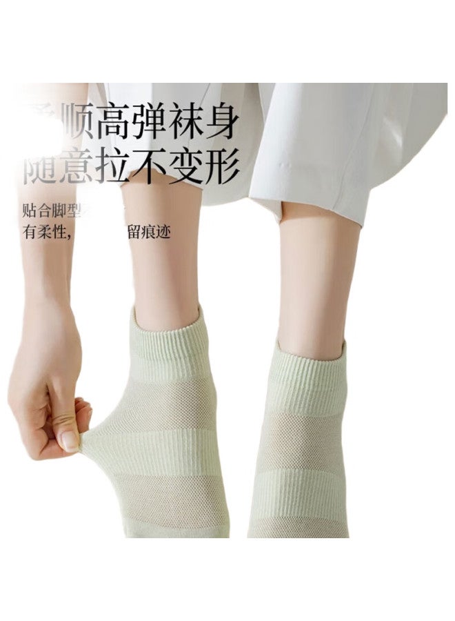 Cotton Thirteen 10 Pairs Women'S Summer Thin Boat Socks [Solid Color Mesh] Breathable Short Socks Low Cut Ankle Socks Female Socks Trend - Image 2