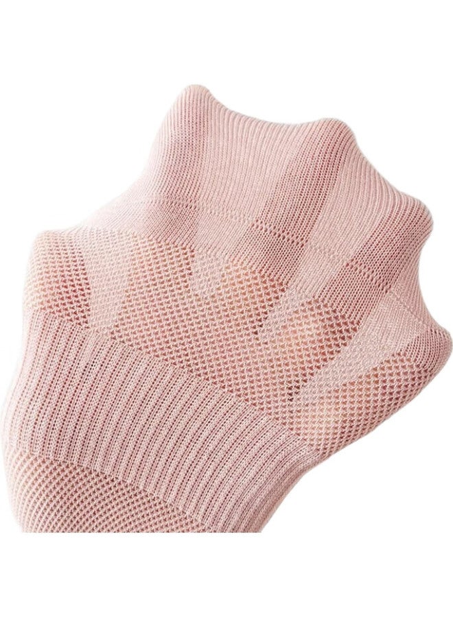 Cotton Thirteen 10 Pairs Women'S Summer Thin Boat Socks [Solid Color Mesh] Breathable Short Socks Low Cut Ankle Socks Female Socks Trend - Image 1