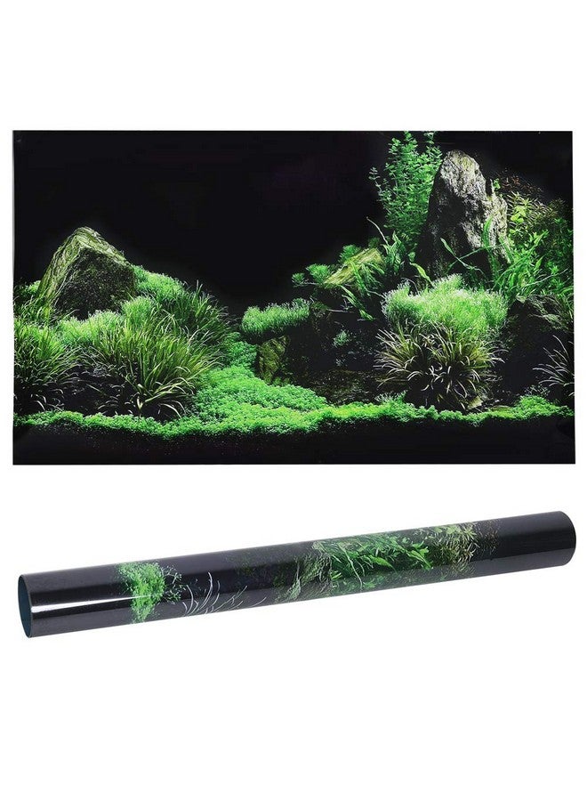 GLOGLOW Aquarium Background Sticker, Aquarium Seafloor Water Grass Background Pvc Adhesive Landscape Image Fish Background Poster Sticker (61×30Cm) - Image 1