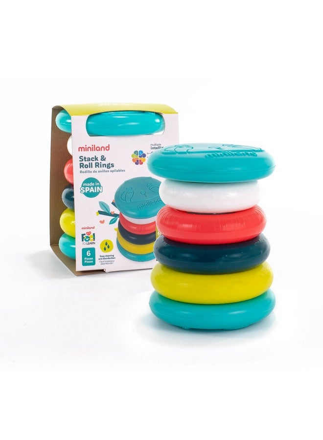 Miniland Feel to Learn Stack & Roll Rings - Infant Multicolored Game which can be Used as Stacking and Roller. Made in Spain - Image 1