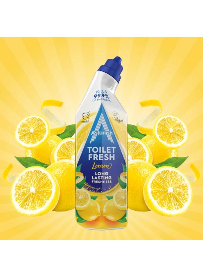 Astonish Toilet Fresh Gel Kills 99.9% Of Bacteria Limescale Prevention Lemon 750 ML - Image 3