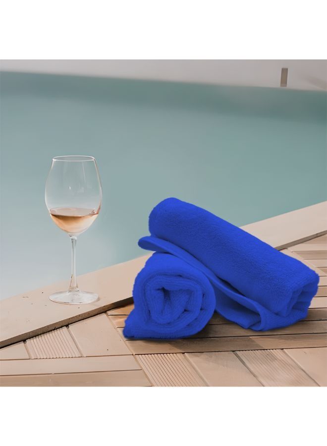 BYFT Iris (Royal Blue) Premium Bath Sheet(90x180,Set of 2) 100% Cotton, Highly Absorbent and Ultrasoft Quick Dry Bath Linen-600 GSM  - Image 4