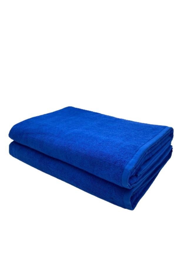 BYFT Iris (Royal Blue) Premium Bath Sheet(90x180,Set of 2) 100% Cotton, Highly Absorbent and Ultrasoft Quick Dry Bath Linen-600 GSM  - Image 2