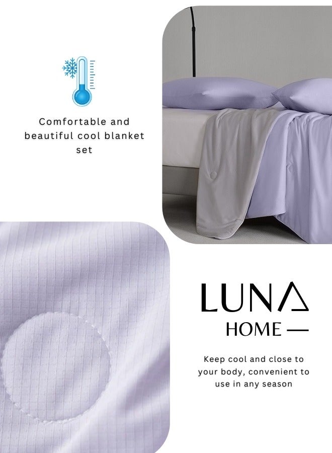LUNA Home Cool Quilt Set of 3 Pieces,  Violet with Grey. - Image 2