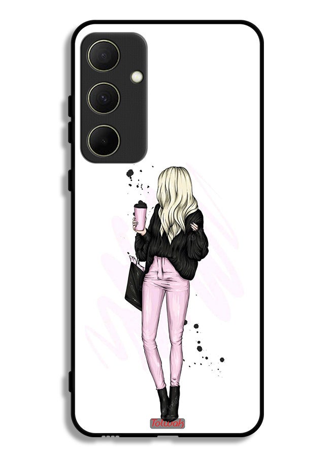 Tolwak Samsung Galaxy A35 5G Protective Case Cover Girl Holding Coffee Cup Art - Image 1