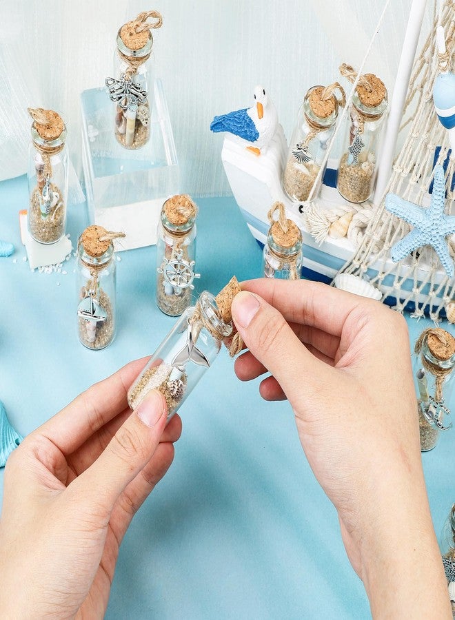 Meching 12pcs Coastal Christmas Beach Ornament Nautical Message in a Bottle Kit Ocean Sand Jar Hanging Ornaments Decorations with Corks and Seashell for Xmas Tree Wedding Party Favors Souvenirs Home Decor - Image 5