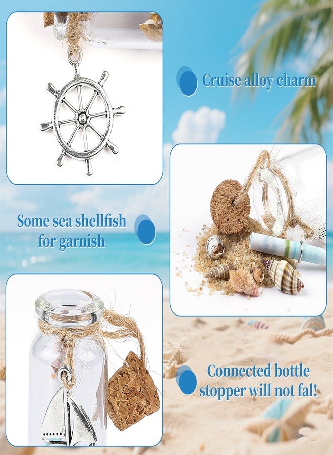 Meching 12pcs Coastal Christmas Beach Ornament Nautical Message in a Bottle Kit Ocean Sand Jar Hanging Ornaments Decorations with Corks and Seashell for Xmas Tree Wedding Party Favors Souvenirs Home Decor - Image 3