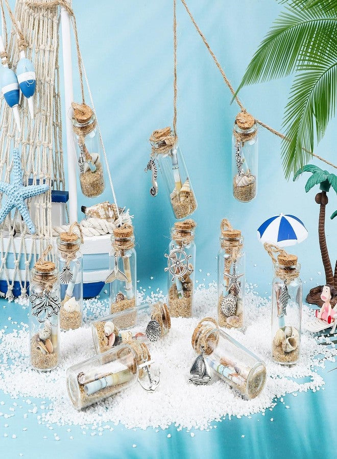 Meching 12pcs Coastal Christmas Beach Ornament Nautical Message in a Bottle Kit Ocean Sand Jar Hanging Ornaments Decorations with Corks and Seashell for Xmas Tree Wedding Party Favors Souvenirs Home Decor - Image 4