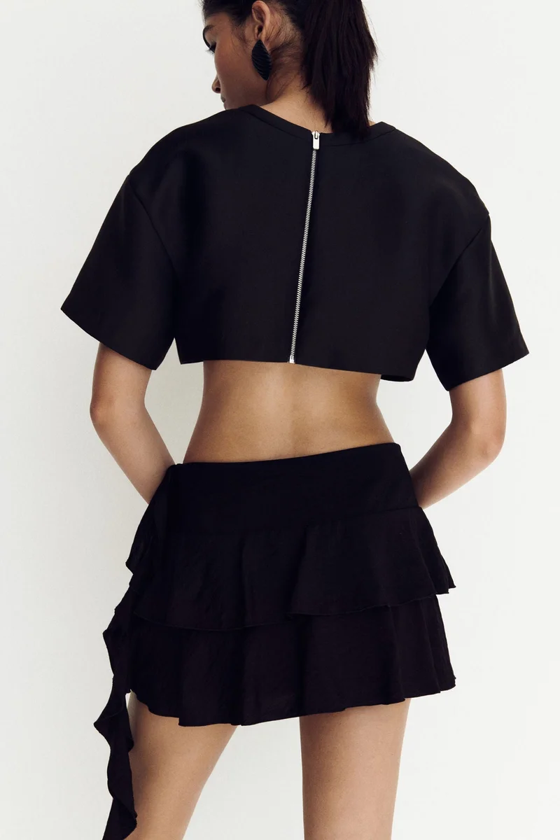 H&M Draped-panel tiered skirt