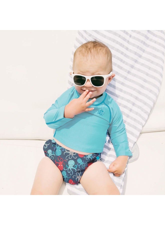 i play. green sprouts i play. Long Sleeve Rashguard Shirt | All-day UPF 50+ sun protection-wet or dry,Aqua Classic,12 months - Image 4