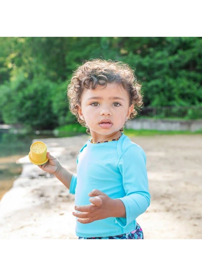 i play. green sprouts i play. Long Sleeve Rashguard Shirt | All-day UPF 50+ sun protection-wet or dry,Aqua Classic,12 months - Image 2