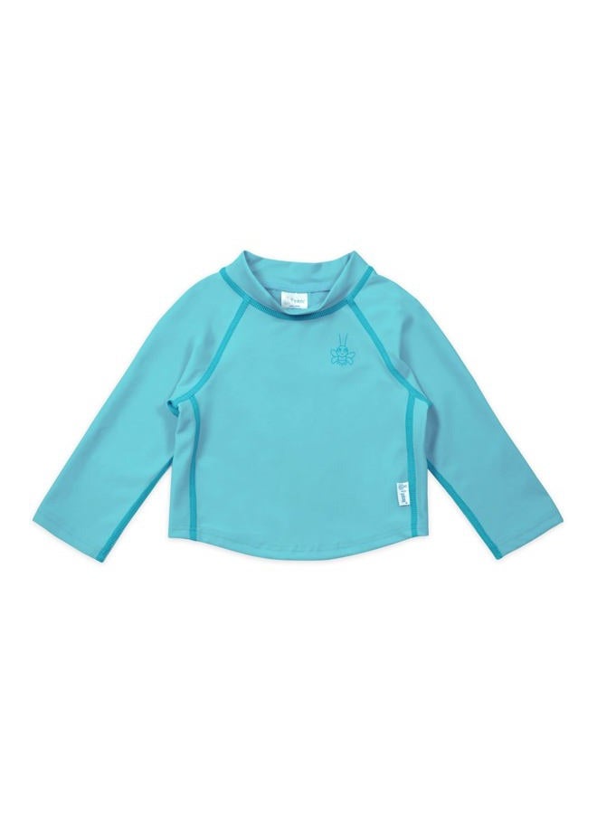 i play. green sprouts i play. Long Sleeve Rashguard Shirt | All-day UPF 50+ sun protection-wet or dry,Aqua Classic,12 months - Image 1