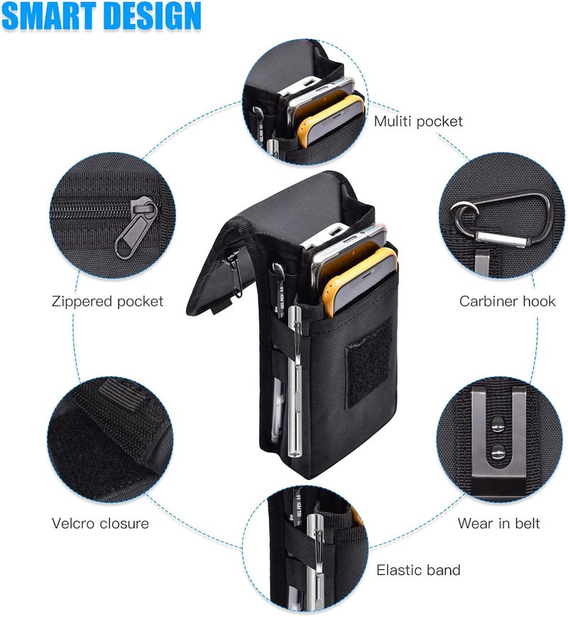 KATOLK Dual Phone Holster, Large Smartphone Pouch, Belt Cell Phone Holder for iPhone 16/15/14 Pro Max & Samsung Phones, Compatible with Power Bank, for Work, Hiking, Camping, Barbecue, Rescue (L) - Image 4