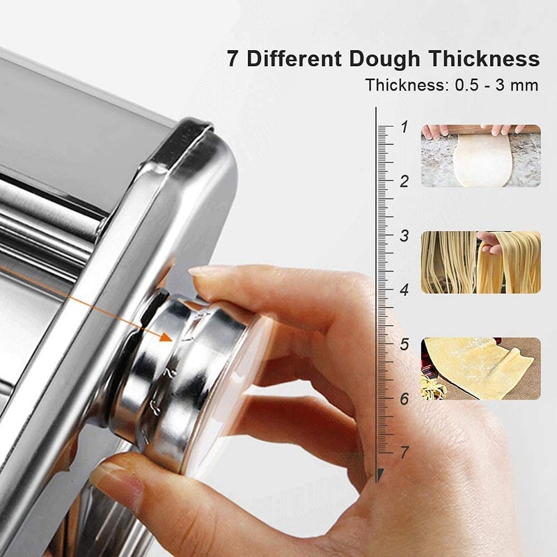 Antarkhoj Antarkhoj Pasta Maker Machine 150 Roller Pasta Maker 9 Adjustable Thickness Settings 2in1 Noodles Maker with Rollers and Cutter Perfect for SpaghettiFettuccini Lasagna or Dumpling Skins  - Image 2