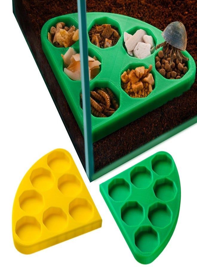 HERPDEN 2pcs Hermit Crab Food Bowl, Corner Design, Space-Saving 7-Compartment Dishes for Reptile & Small Animal Tanks, Hermit Crab Accessories - Image 1