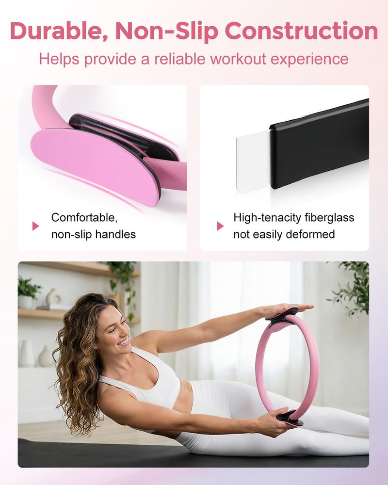 Leychves Home Pilates Kit for Petite Women, Pilates Ring and Ball Set 12'' Magic Circle, Mini Ball, 5 Resistance Bands, Workout Guide for Essentials Starter Kit for Beginners, Strength, Toning, Improve Posture - Image 2