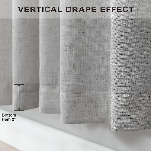 Pitalk Light Grey Living Room Curtains 84 Inch Length 2 Panels Back Tab Pocket Light Filtering Drape Soft Linen Cotton Texture Semi Sheer Silver Dove Gray Curtain for Bedroom Modern Farmhouse Decor 7 FT Long - Image 5