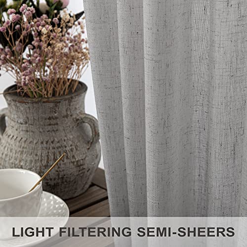 Pitalk Light Grey Living Room Curtains 84 Inch Length 2 Panels Back Tab Pocket Light Filtering Drape Soft Linen Cotton Texture Semi Sheer Silver Dove Gray Curtain for Bedroom Modern Farmhouse Decor 7 FT Long - Image 3