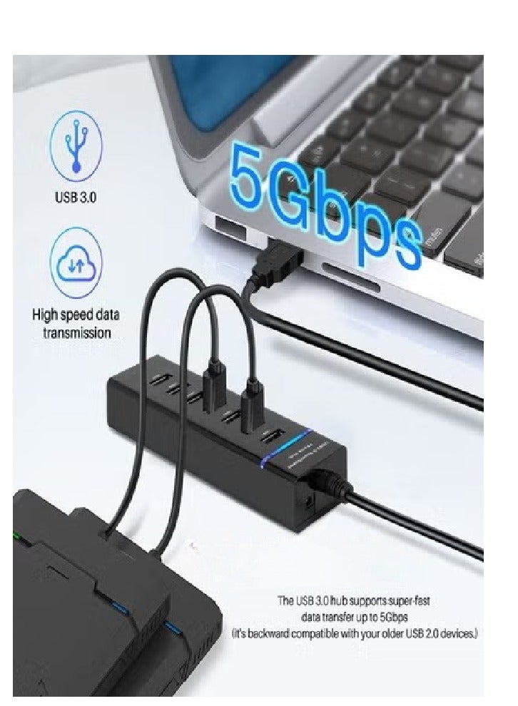 Hub (USB 3.0) With 7 Ports - For Charging And High-Speed Data Transfer Up To 5GBPS - Image 2
