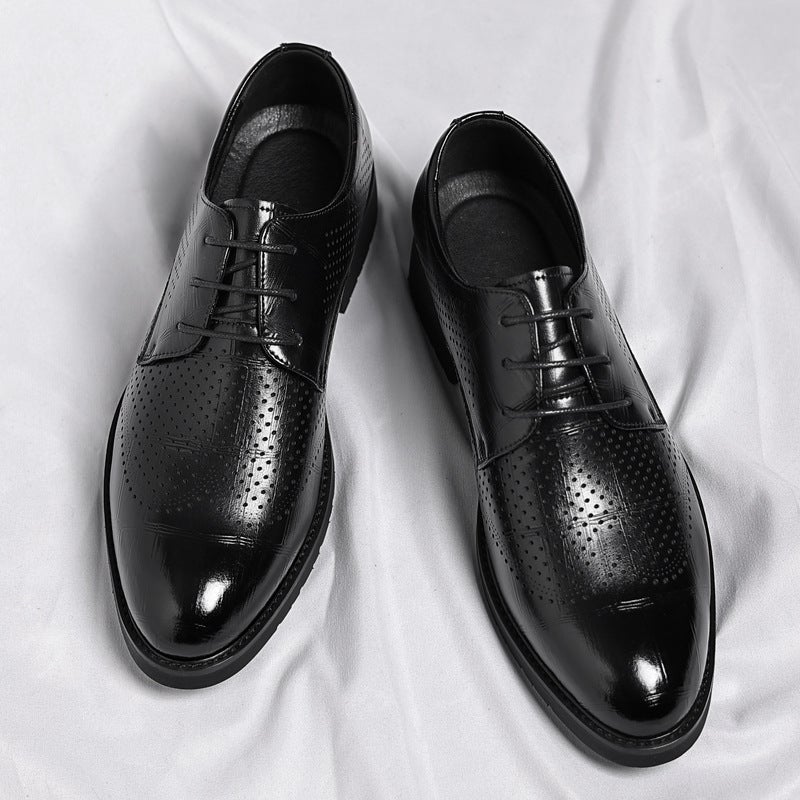 2024 Cowhide Men'S Shoes Wedding Groom'S Shoes Father Men'S Business Formal Leather Shoes Hollow Breathable Men'S Shoes Trendy - Image 5