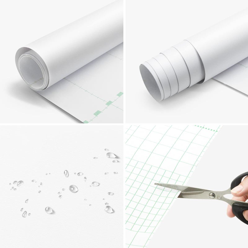 seonta Thick White Contact Paper Matte White Wallpaper 16"x198" Waterpoof Peel and Stick Wallpaper Decorative Self Adhesive Decorative Vinyl Film Wrap Contact Paper for Walls Furniture Countertop - Image 2
