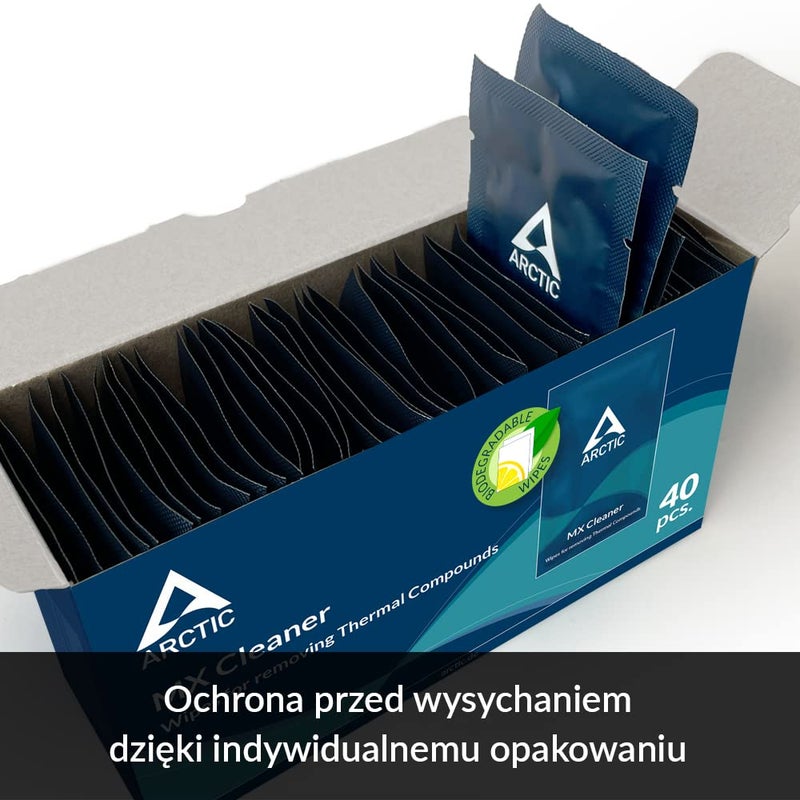 ARCTIC MX Cleaner (40 pieces) - Cleaning wipes for removing thermal paste, 11.5 x 11.5 cm, biodegradable - Image 5
