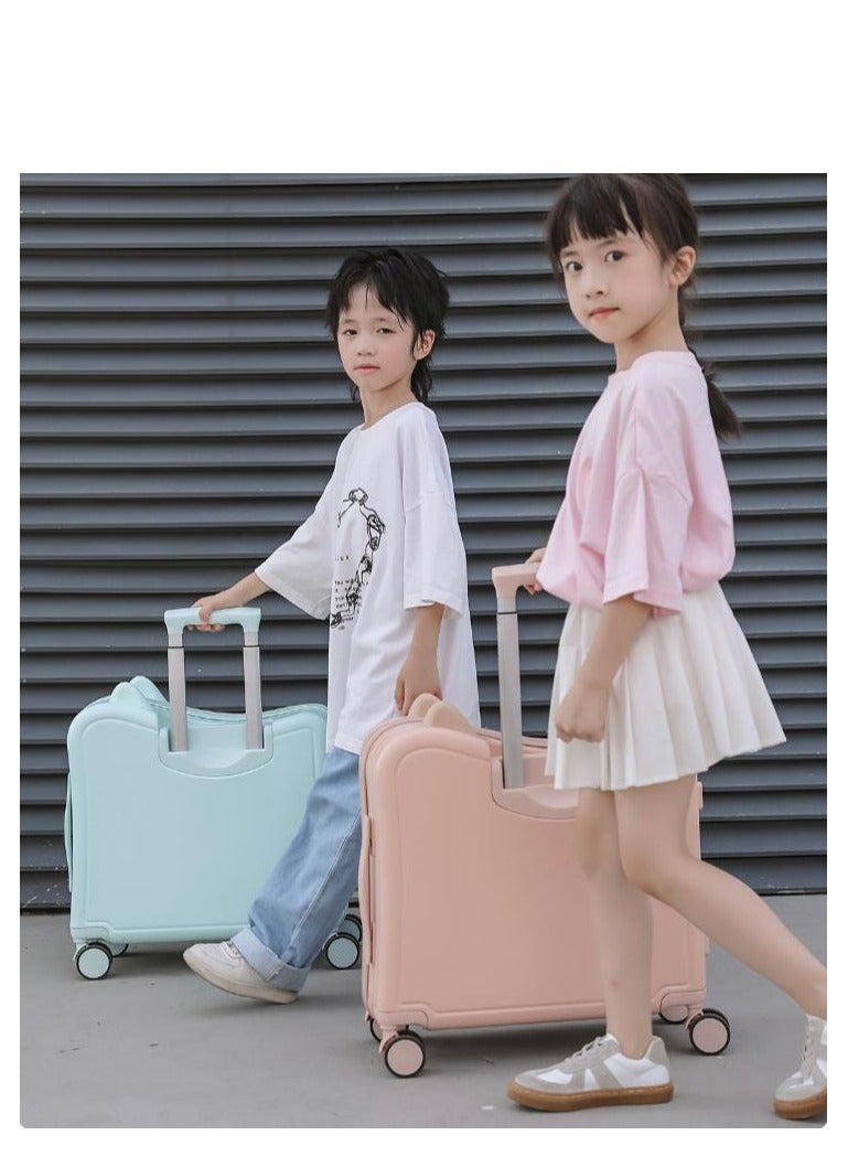 Golden 20" Ride-On Kids Suitcase with Double Spinner Wheels Cute Lightweight Tow-Along Luggage Carry on Hardside Trolly Case with Password Lock for Travel - Image 4
