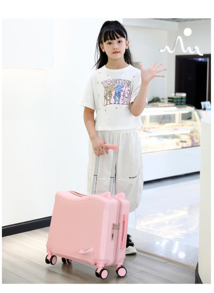 Golden 20" Ride-On Kids Suitcase with Double Spinner Wheels Cute Lightweight Tow-Along Luggage Carry on Hardside Trolly Case with Password Lock for Travel - Image 1