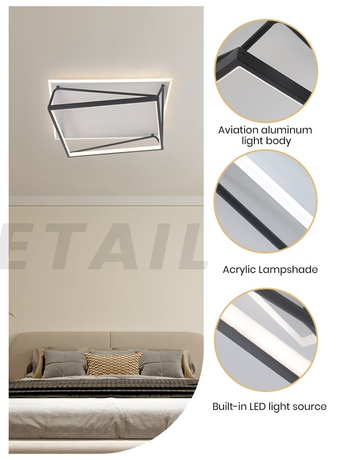 YATAI LIGHTING ضوء سقف LED حديث مثبت، 50 سم مربع، 30–50 واط قابل للتعتيم مع جهاز تحكم عن بعد، إضاءة بثلاثة ألوان (3000K–6000K) لغرفة النوم، غرفة المعيشة، الدراسة – أسود وأبيض - Image 4