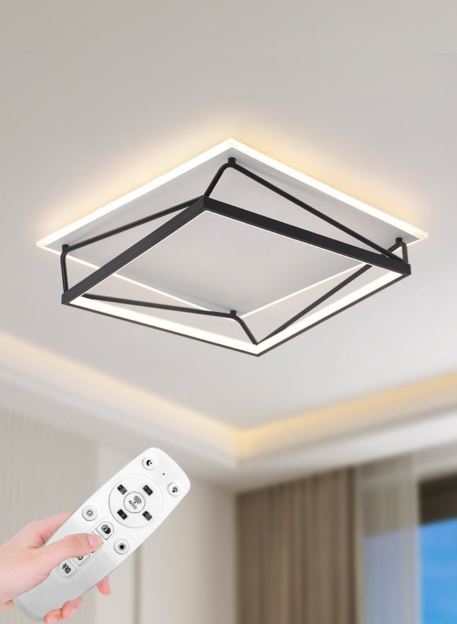YATAI LIGHTING ضوء سقف LED حديث مثبت، 50 سم مربع، 30–50 واط قابل للتعتيم مع جهاز تحكم عن بعد، إضاءة بثلاثة ألوان (3000K–6000K) لغرفة النوم، غرفة المعيشة، الدراسة – أسود وأبيض - Image 1