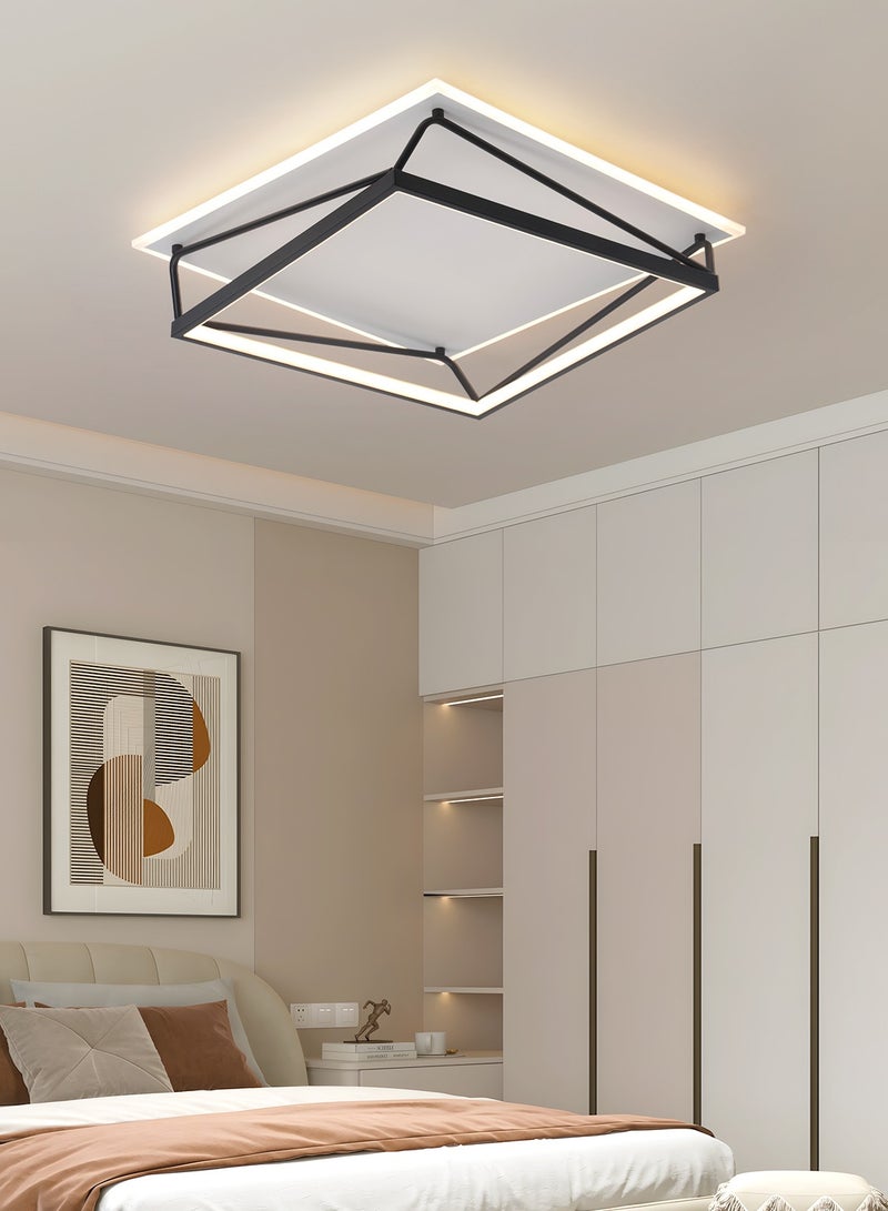 YATAI LIGHTING ضوء سقف LED حديث مثبت، 50 سم مربع، 30–50 واط قابل للتعتيم مع جهاز تحكم عن بعد، إضاءة بثلاثة ألوان (3000K–6000K) لغرفة النوم، غرفة المعيشة، الدراسة – أسود وأبيض - Image 5