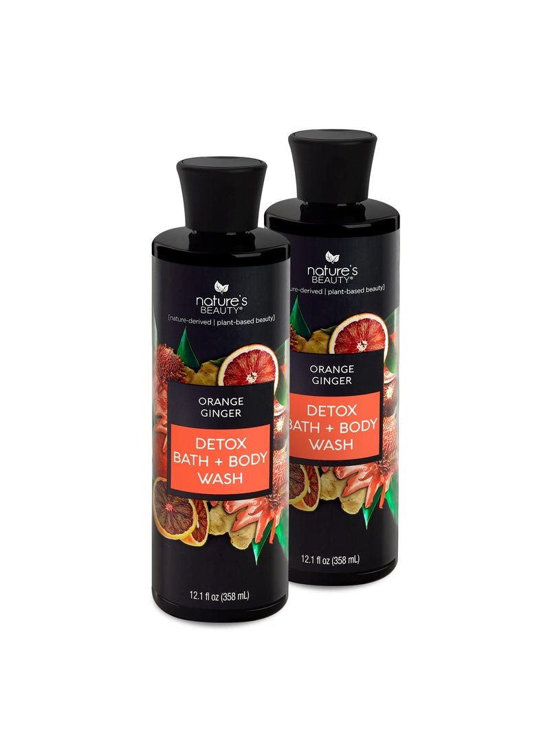 Nature's Beauty - Nature's Beauty Orange Ginger Detox Body Wash Multi-Pack - Gentle Bath + Body Cleanser, Improve Skin Tone + Texture Made w/Vitamin C, Sunflower + Almond + Avocado Oils, 12 fl oz (2 Pack) - Image 1