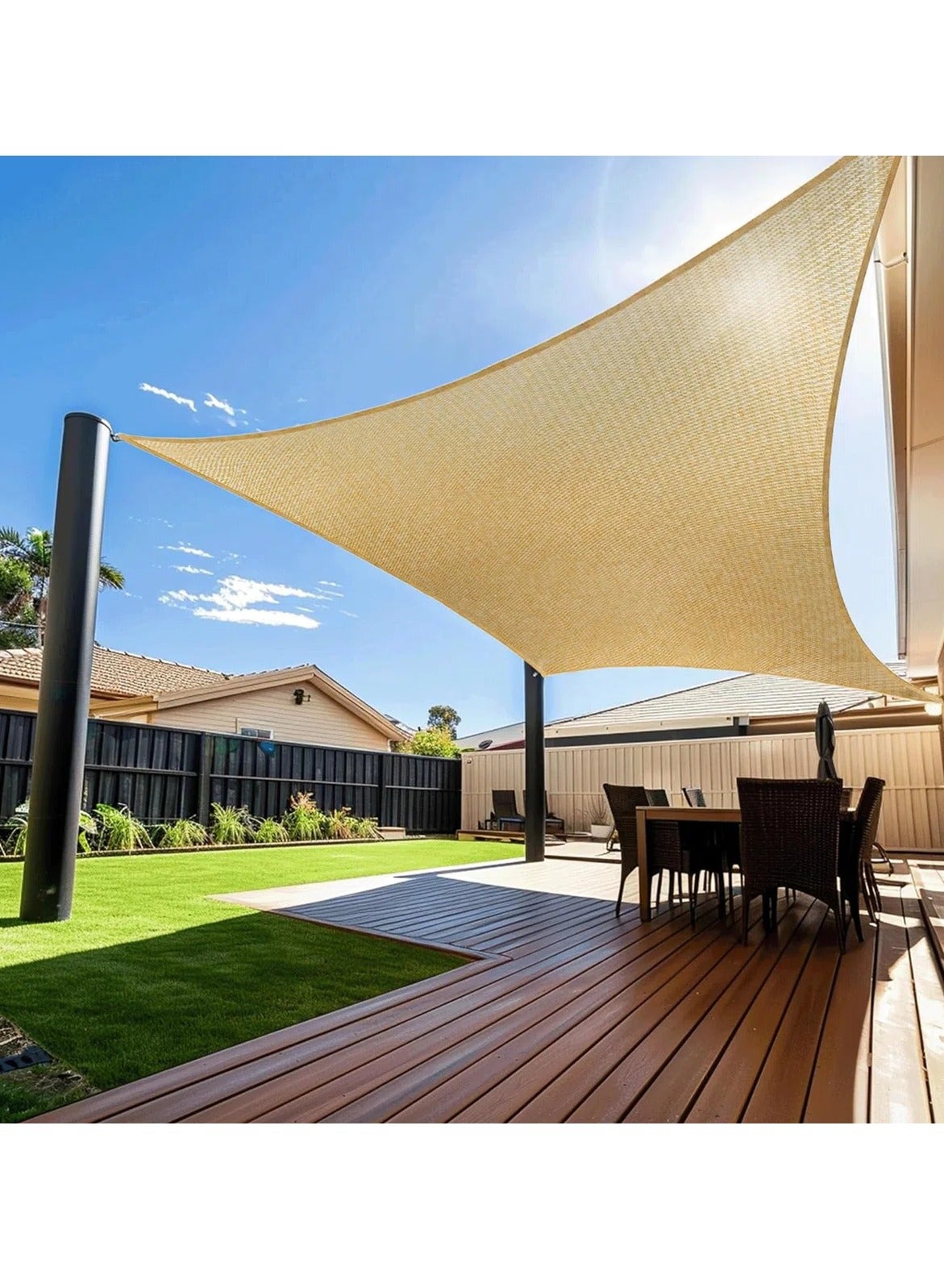 Sun Shade Sail – 4 x 6 Meter – 95% UV Block Waterproof Canopy for Patio, Garden, Balcony, or Carport – 185GSM Fabric with 41-Piece Installation Kit