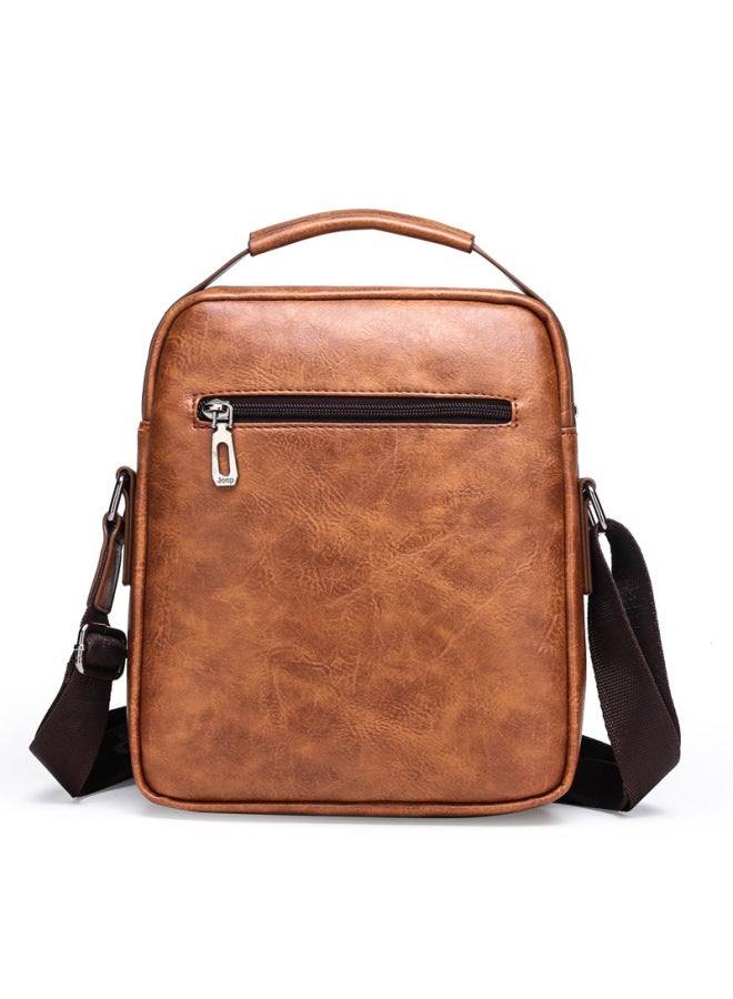 Generic Shoulder Bag Men's Casual Messenger Bag Men's Document Small Backpack Korean Business Shoulder Bag Vertical-Color:1106 Khaki Without LOGO  - Image 3