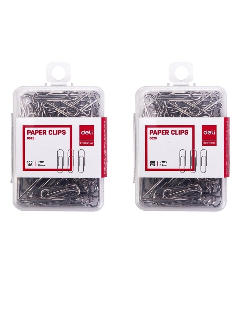 Deli 2-Pack Paper Clip Set Silver - Image 1