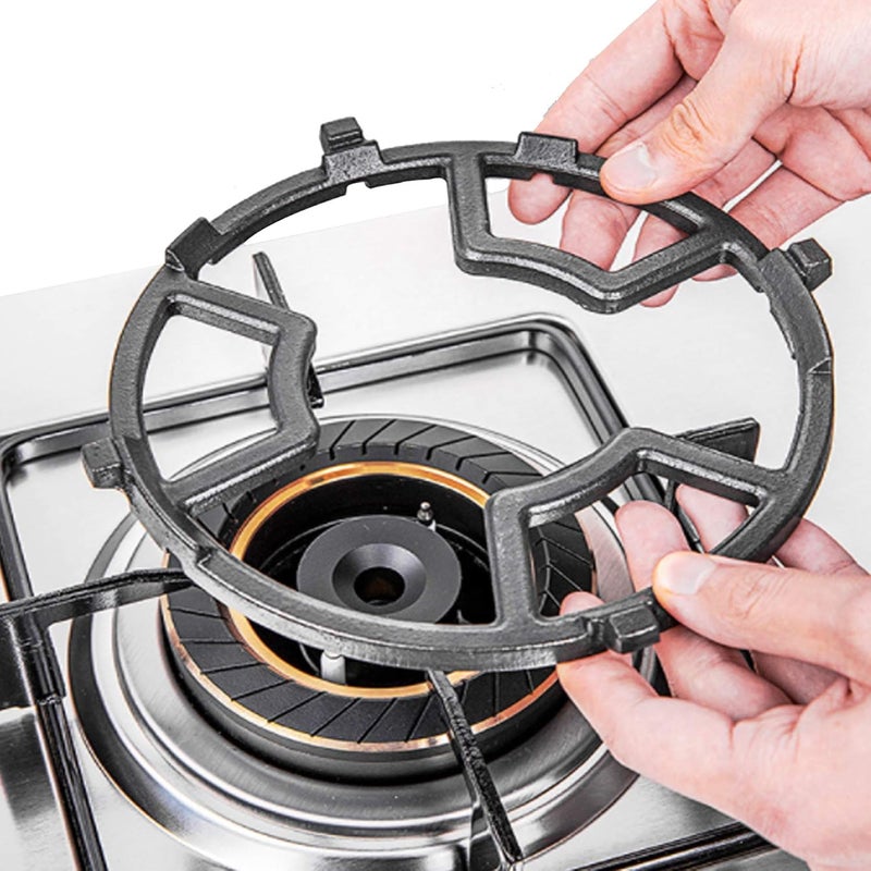 Reyhoar Non Slip Gas Ring Reducer, Burner Grate for Butter Warmer/Small Saucepan, Cast Iron Wok Support Ring- Compatible with Most Gas Stove Range Cooktop, 7.5 Inch, Black - Image 1