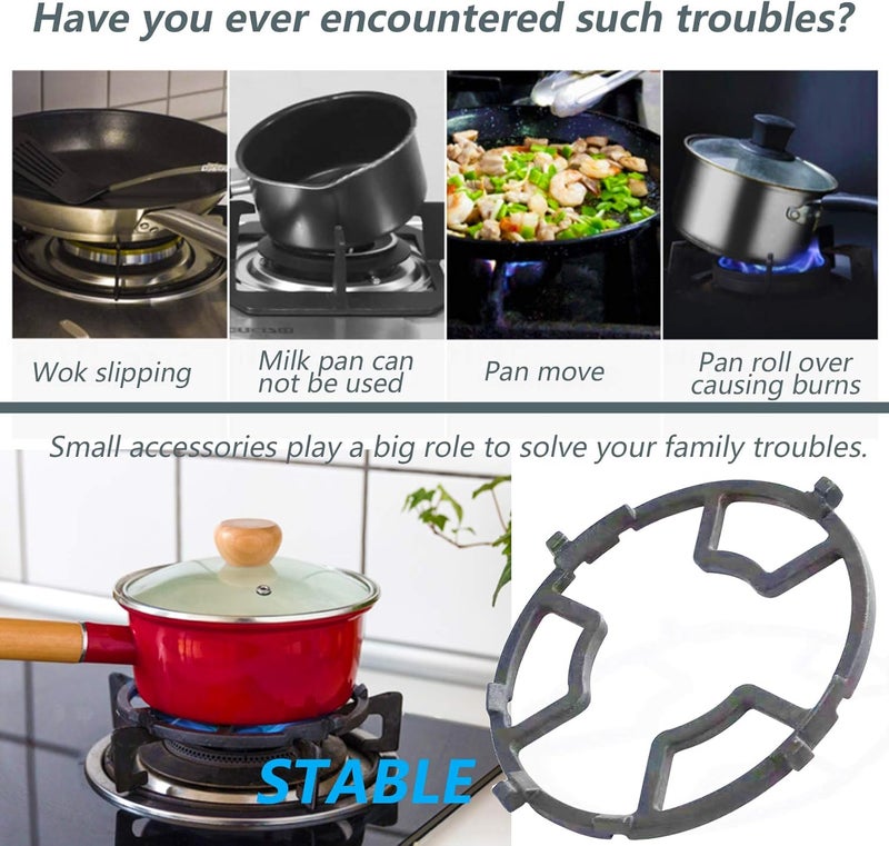 Reyhoar Non Slip Gas Ring Reducer, Burner Grate for Butter Warmer/Small Saucepan, Cast Iron Wok Support Ring- Compatible with Most Gas Stove Range Cooktop, 7.5 Inch, Black - Image 2