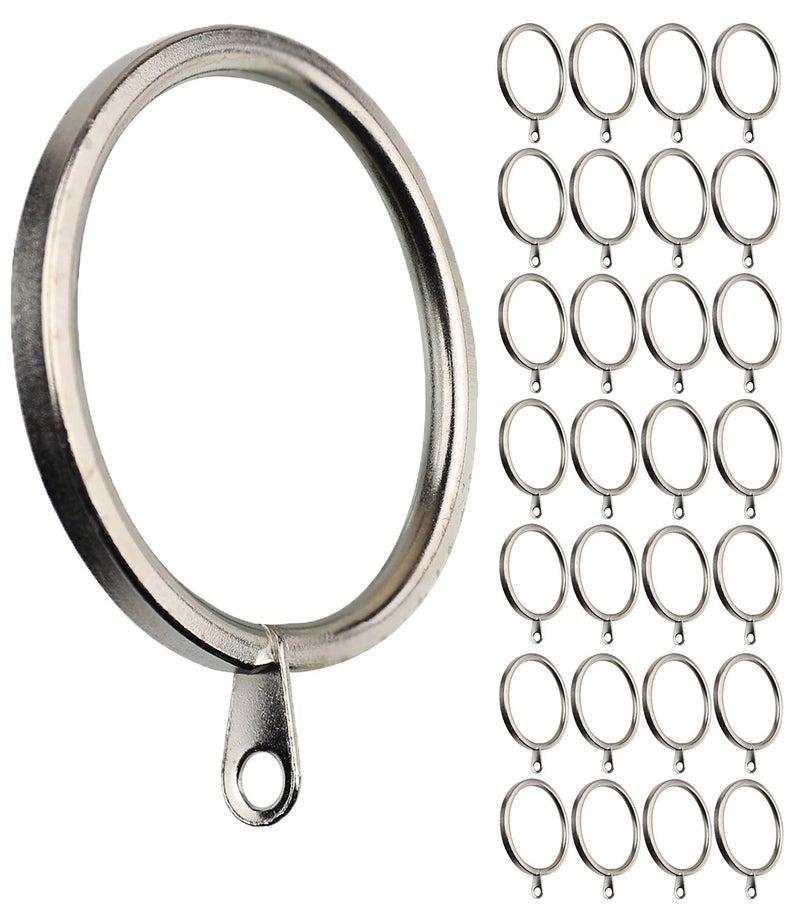 Meriville 28 pcs Satin Nickel 15Inch Inner Diameter Metal Curtain Rings with Eyelets Fits Up to 1 14Inch Rod