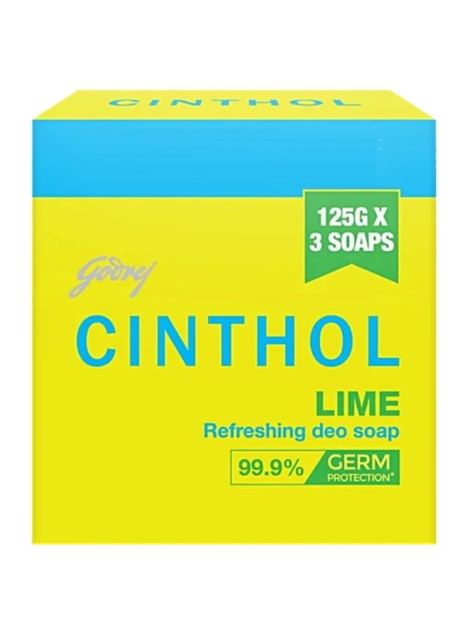 Cinthol Lime Bath Soap 125g (Pack of 3) - Image 1